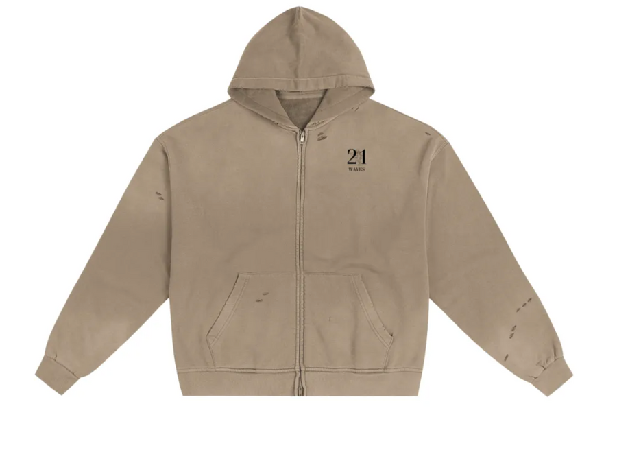 Hand-Frayed Sunfade Zip Hoodie